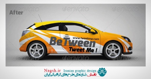 دانلود تصاویر پیش نمایش چاپ طرح روی ماشین Car Branding Mockup