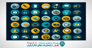 دانلود مجموعه آیکون های وکتور Long shadow retro icon set